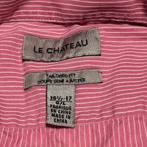 Le Chateau Button up Pin Stripe Dress Shirt. Pink - Picture 3 of 3